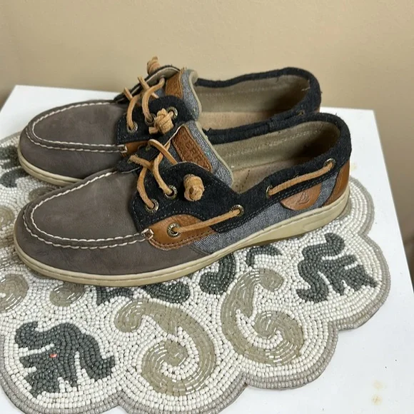 Grey tan and navy blue sperrys pro -sider - Picture 2 of 9